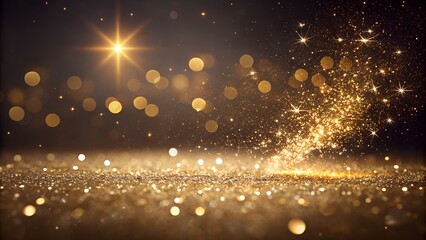 Canvas Print - golden glitter sparkle composition with night glow and festive light texture