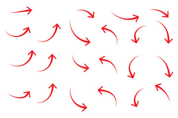 Poster - Set of black hand drawn arrows isolated on white. Vector illustration. Hand drawn doodle sketch style. Decoration for web design