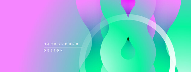 Poster - Abstract background features vibrant pink, purple, green gradients. Overlapping circles create dynamic visual effect. Minimalist design.