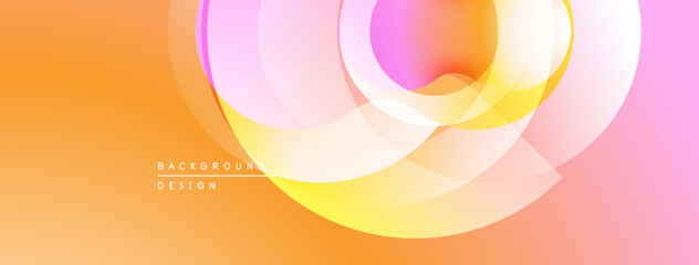 Aufkleber - Abstract colorful layers create dynamic visual effect. Soft gradients blend orange, yellow, pink hues. Modern design element.