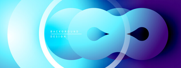 Poster - Abstract blue gradient design. Overlapping circles create modern, flowing visual effect. Minimalist background suitable for digital projects.