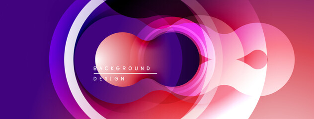 Poster - Abstract circular layers, vibrant colors blend. Modern design, smooth gradients create dynamic visual effect.