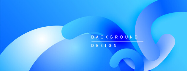 Poster - Abstract blue background. Smooth shapes overlap creating dynamic visual effect. Modern design suitable for digital projects.
