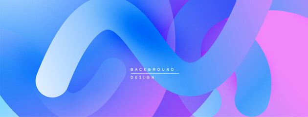 Poster - Abstract fluid shapes blend blues, purples, pinks. Gradient colors create dynamic background design. Smooth curves suggest movement.