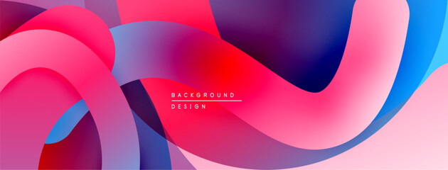 Poster - Abstract fluid shapes, vibrant colors blend. Modern design, smooth gradients create dynamic composition. Pink, blue, purple hues dominate.