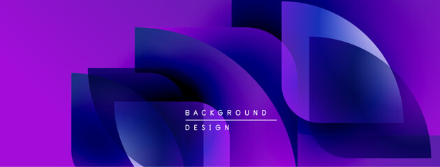 Poster - Abstract purple background features flowing shapes, gradients. Modern design elements create dynamic visual experience. Text reads background design.
