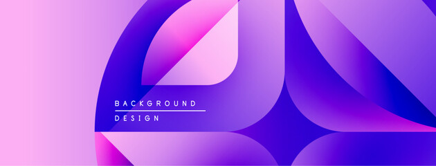 Poster - Abstract background features flowing purple shapes. Gradient colors create dynamic visual effect. Text reads background design.
