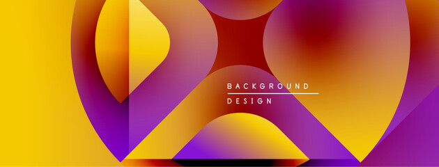 Poster - Abstract colorful shapes overlap, creating dynamic visual effect. Yellow, purple, red hues dominate composition. Modern design element.