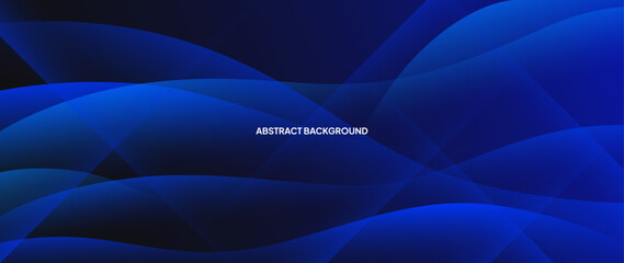 Poster - Blue abstract background with round objects overlapping each other to form a beautiful pattern. Vector template for digital lux business banner, contemporary formal invitation, luxury voucher