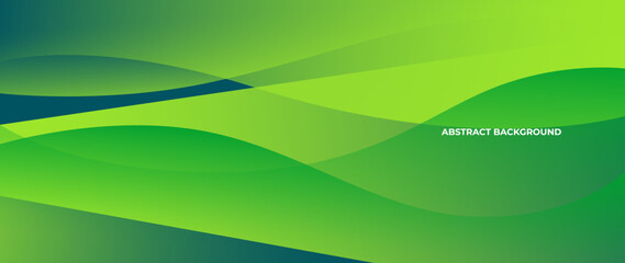 Poster - Green abstract background with subtle color gradations and beautiful curved lines. A neatly arranged wave pattern.