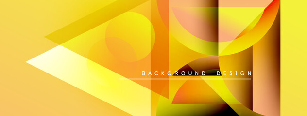 Poster - Abstract yellow design features overlapping shapes, gradients. Modern composition creates dynamic visual effect. Text reads background design.