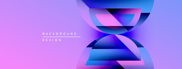 Poster - Abstract design features layered shapes, vibrant purple, blue gradients. Modern aesthetic, suitable background element. Smooth transitions create depth.