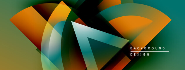 Poster - Abstract geometric shapes blend vibrant colors. Modern design features overlapping arcs, creating dynamic visual effect. Background suggests innovation, energy.
