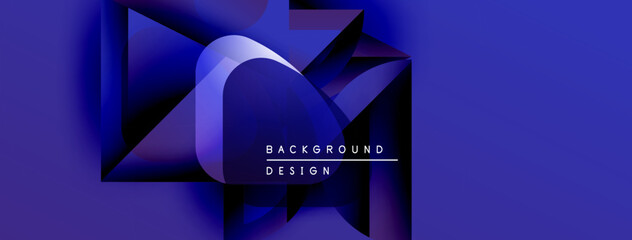 Poster - Abstract blue design features layered geometric shapes, creating dynamic visual effect. Text reads background design.