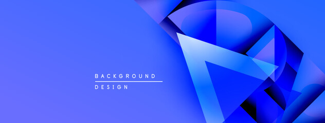 Poster - Abstract blue design features geometric shapes, gradients. Modern background suitable for digital projects, presentations. Minimalist style.