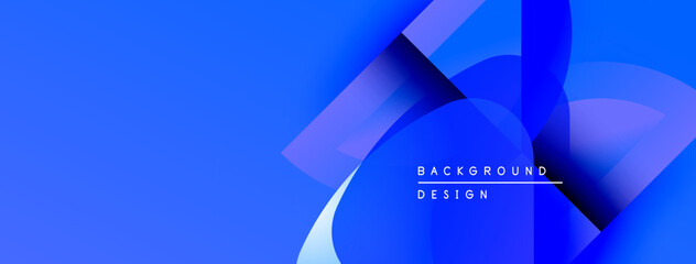 Poster - Abstract blue design features flowing shapes, gradients. Text reads background design. Modern aesthetic, vibrant colors present.
