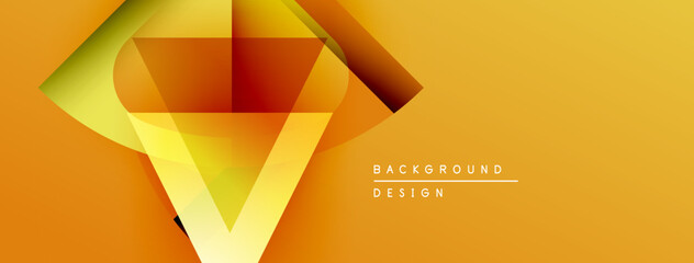 Aufkleber - Abstract geometric shapes create vibrant orange background. Design features layered triangles, gradients, modern aesthetic.