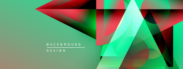 Aufkleber - Abstract geometric shapes overlap. Green, red hues dominate design. Modern background suitable for presentations, graphics.