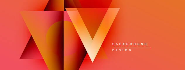 Aufkleber - Abstract geometric design. Orange, red gradients create dynamic shapes. Modern background suitable for presentations, branding.