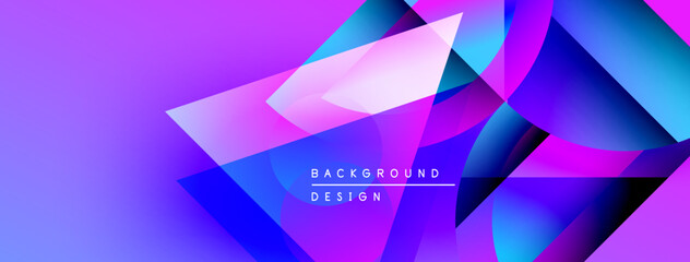 Aufkleber - Abstract purple design features geometric shapes, gradients. Modern background ideal for digital projects, presentations. Vibrant colors dominate composition.