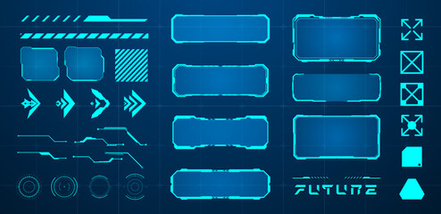 Leinwandbilder - Set futuristic element blue vector illustration	