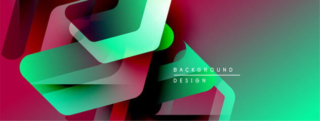 Aufkleber - Abstract geometric shapes blend vibrant colors. Modern design creates dynamic visual texture. Smooth gradients offer depth.