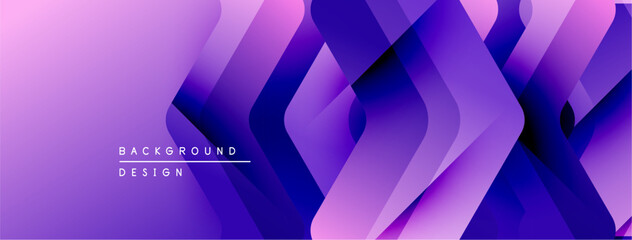 Aufkleber - Abstract purple layers create dynamic background. Geometric shapes overlap, forming modern design. Gradient hues add depth, texture.