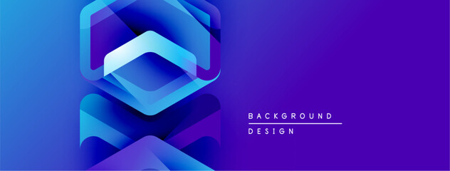 Poster - Abstract blue layers create dynamic shape. Gradient colors suggest depth, modern design elements present. Minimalist aesthetic.