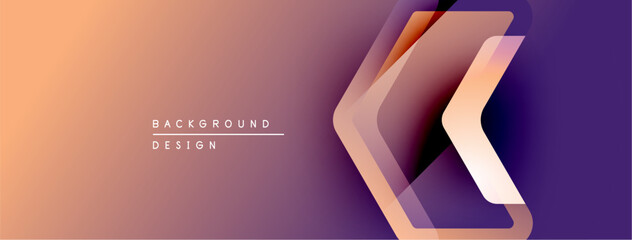 Poster - Abstract gradient background. Orange, purple hues blend smoothly. Modern design element with layered arrow shapes. Minimalist aesthetic.