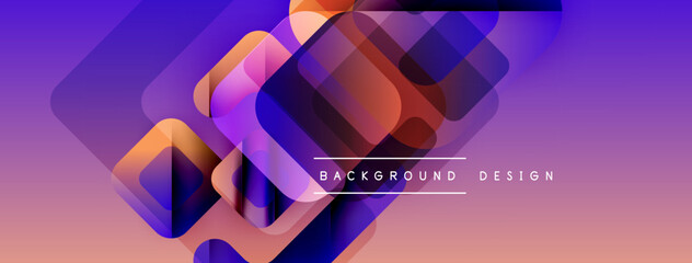 Aufkleber - Abstract geometric shapes overlap, creating vibrant purple, orange gradient. Modern design element for backgrounds, presentations.