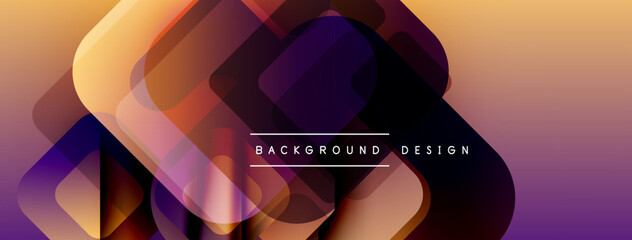 Poster - Abstract geometric shapes overlap, creating vibrant gradient effect. Warm tones dominate, with purple accents. Modern design element.
