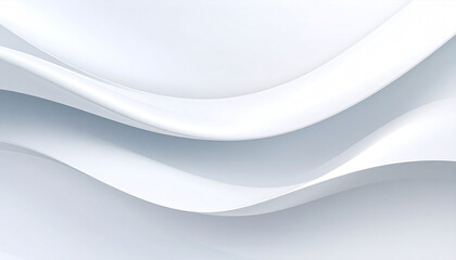 Poster - Abstract image of flowing, undulating white and light grey waves, creating a smooth, seamless, and elegant design