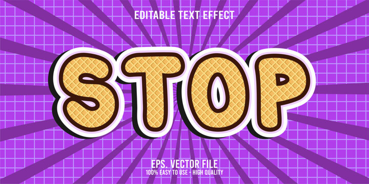 Editable text effect STOP word art typography illustration template style premium vector