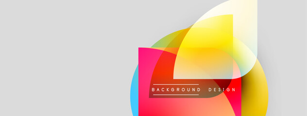 Aufkleber - Abstract colorful shapes overlap white space. Modern design elements create dynamic visual impact. Bright hues contrast neutral backdrop.
