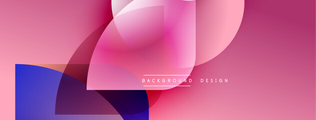 Poster - Abstract pink background features overlapping shapes. Gradient colors create dynamic visual effect. Modern design elements present smooth transitions.