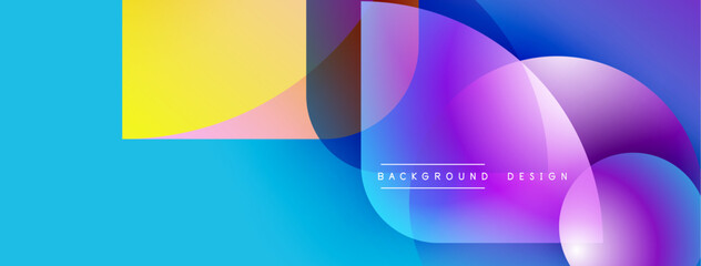 Aufkleber - Abstract vibrant design. Overlapping shapes create dynamic visual effect. Blue, purple, yellow hues dominate composition. Modern aesthetic.