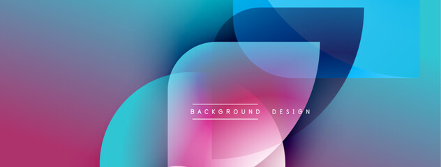 Poster - Abstract gradients blend, creating dynamic visual effect. Overlapping shapes suggest depth, modern aesthetic. Text reads background design.