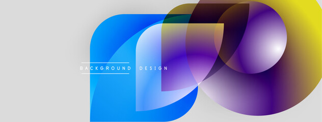 Poster - Abstract colorful shapes overlap, creating dynamic visual effect. Gradient hues blend smoothly, forming modern background design.