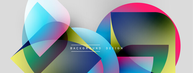 Poster - Abstract shapes overlap, creating vibrant color gradients. Modern design features smooth transitions, light background. Minimalist aesthetic.