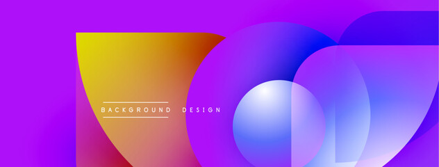 Poster - Vibrant abstract background. Overlapping shapes create dynamic gradient effect. Modern design elements, purple, blue, yellow hues present.