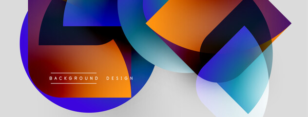 Poster - Abstract colorful shapes overlap. Gradient hues create modern visual effect. Background text reads background design. Simple, clean composition.