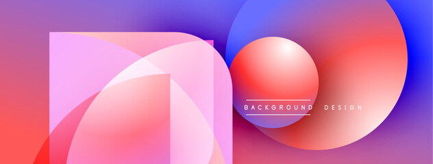 Poster - Abstract geometric shapes, vibrant colors blend. Gradient background creates modern visual effect. Design elements overlap, forming dynamic composition.