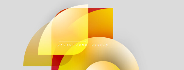 Poster - Abstract shapes overlap, creating dynamic yellow, red gradients. Light gray background provides clean contrast. Modern design element.