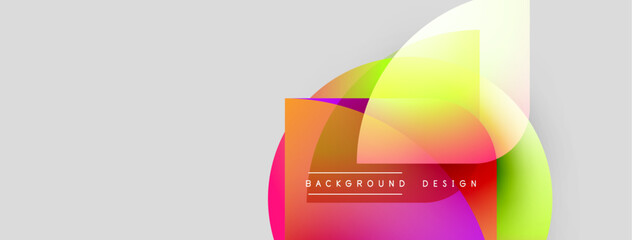 Poster - Abstract colorful shapes overlap, creating dynamic visual effect. Bright gradients, modern design elements present. Minimalist composition.