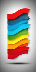 Poster - Colorful Wavy Banners A Stack of Seven Textured Curving Ribbons in Rainbow Hues