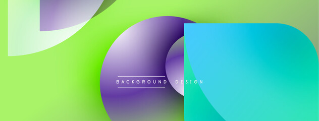 Poster - Abstract vibrant shapes overlap. Green, purple, blue gradients create modern background design. Smooth transitions, dynamic composition.