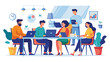 © Lukman - group office workers work office,  A team work in office vector illustration