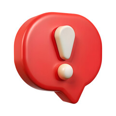 Aufkleber - 3d render of a red speech bubble with a white exclamation mark PNG file isolated on transparent background cut out, clipping path, social media.
