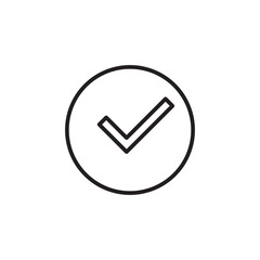 Poster - Check, circle, tick icon.vector flat black linear illustration for web and app..eps