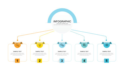 Leinwandbilder - Infographic 5 options design elements for your business data. Vector Illustration